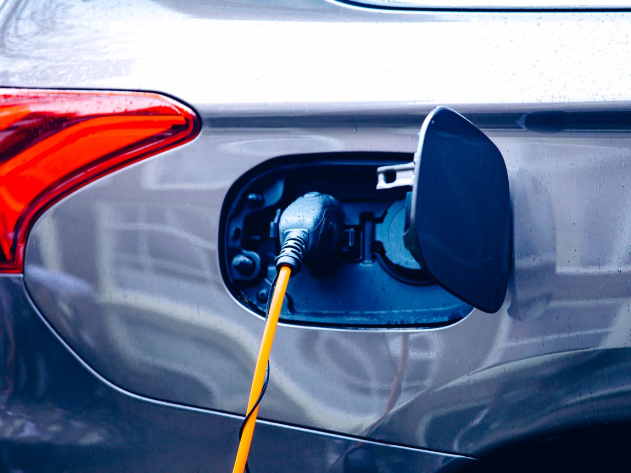 Amsterdam, Netherlands - May 02, 2016: Detail view of power supply for hybrid el ...